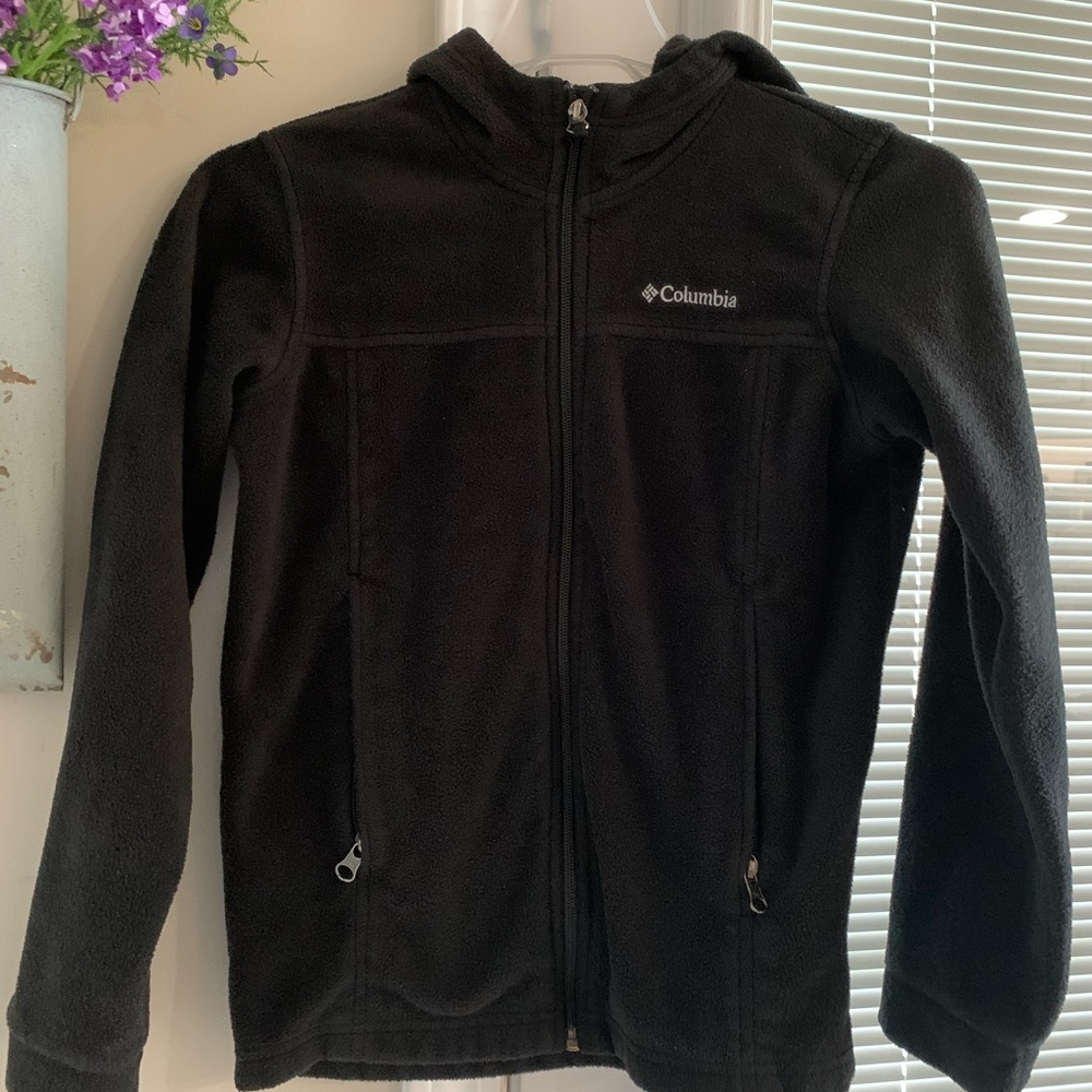 Boys youth size medium black Columbia hooded fleece jacket